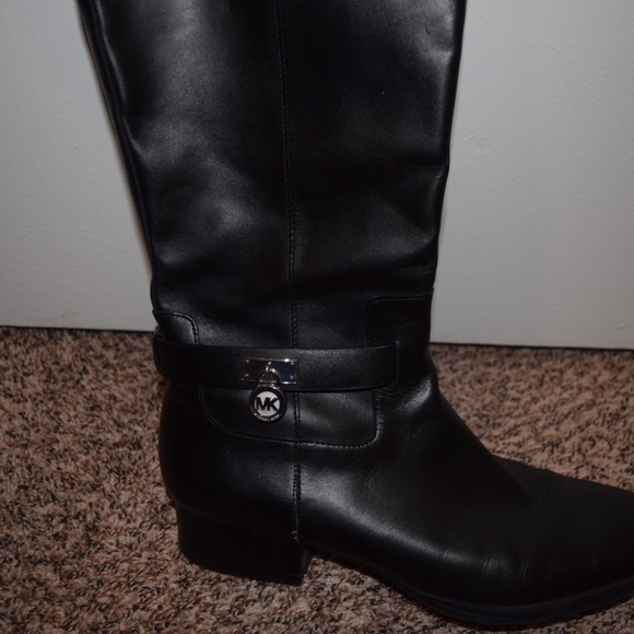 Black Michael Kors Leather Boots Size 8.5 - Picture 4 of 9